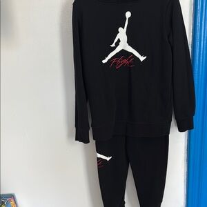 Jordan Black Tracksuit with White and Red Accents